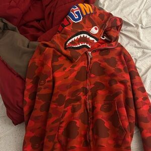 Bape Red Shark Hoodie